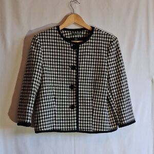 Ralph Lauren Black and White Houndstooth Wool Jacket